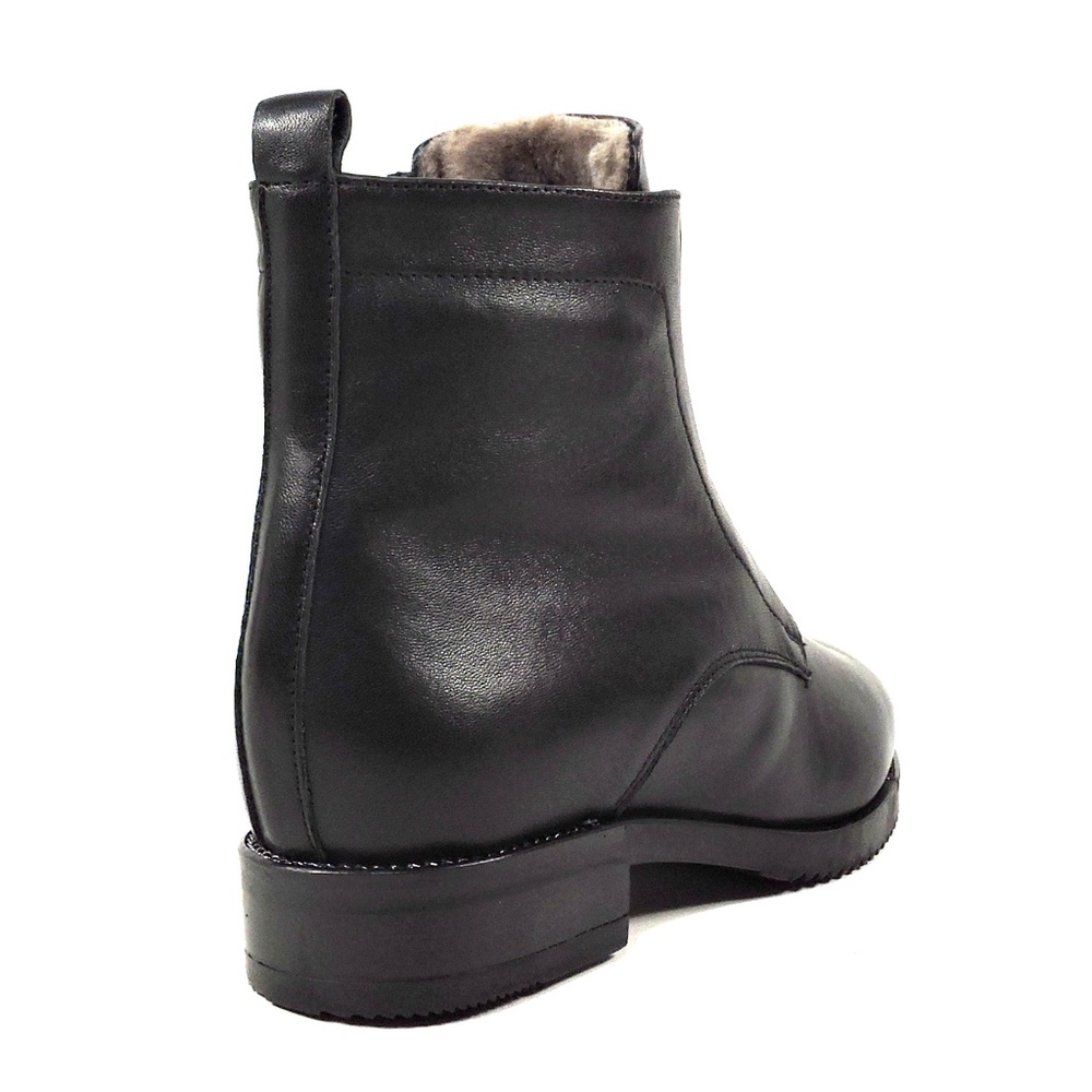 CHIARA COLINI 🇮🇹 WOMEN'S BLACK SOFT LEATHER COMFORT FUR WINTER BOOTIE - Picture 5 of 7
